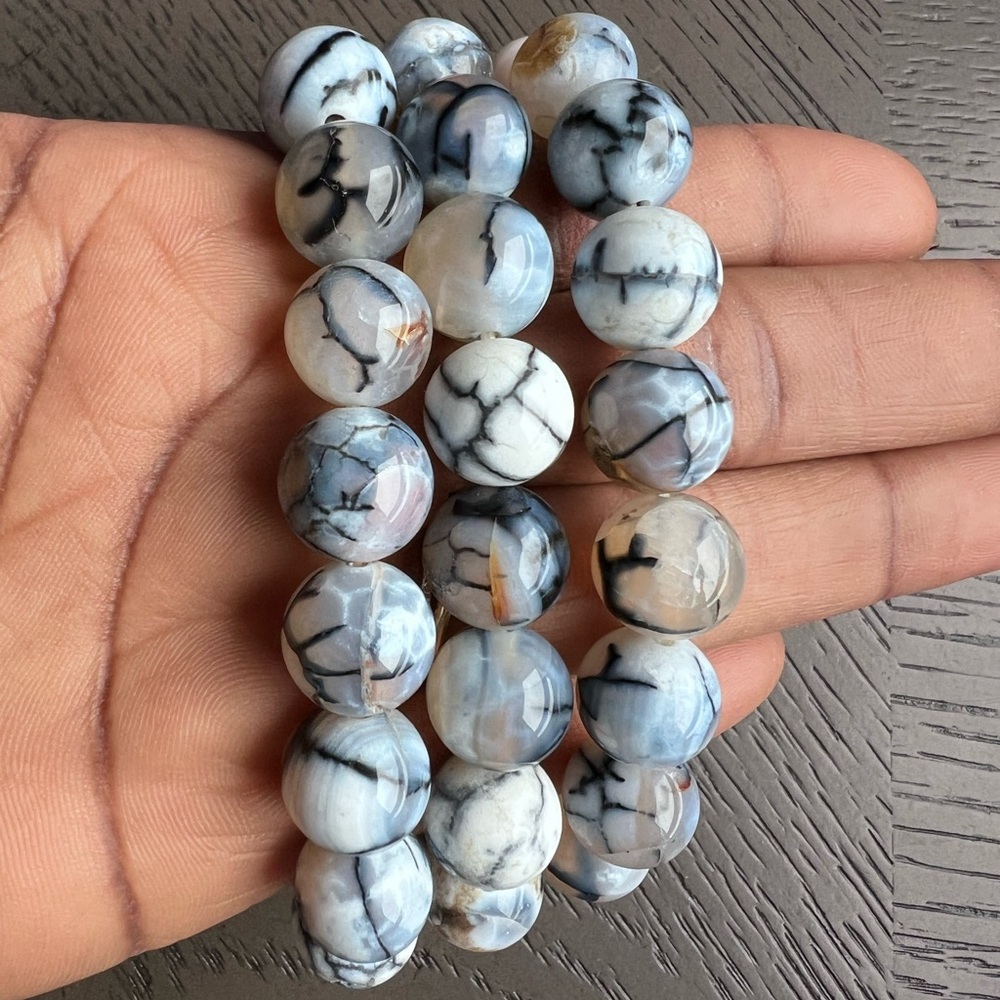 Dragon vein agate bracelet 12mm 6.5’
